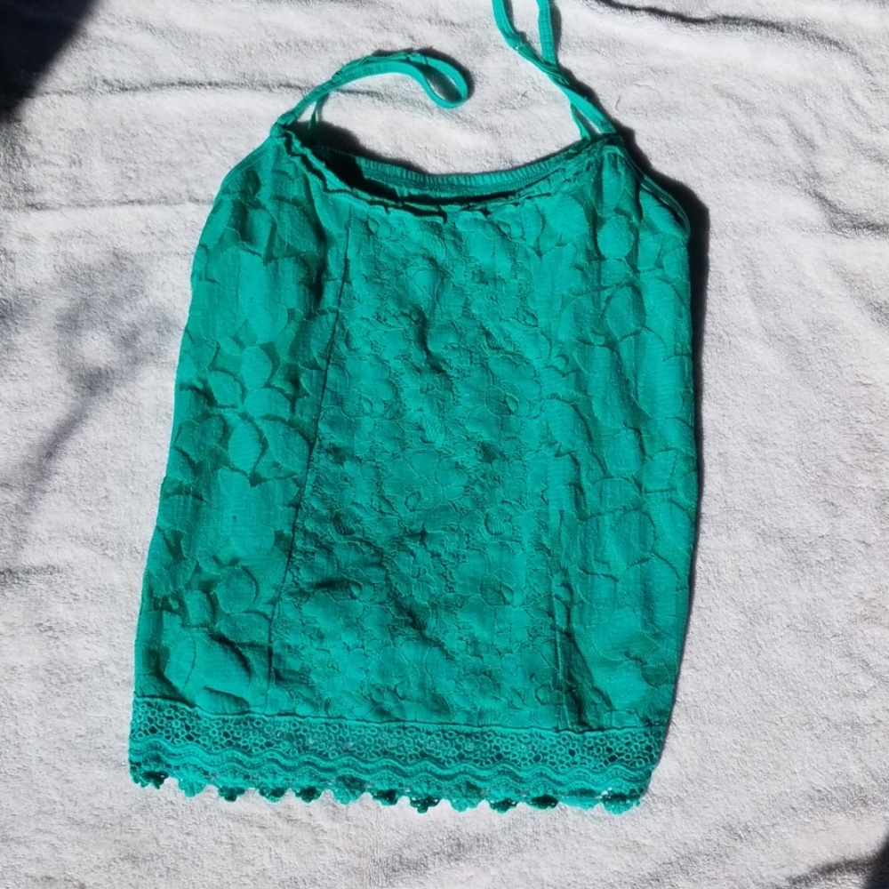 Lace and embroidered spaghetti shirt